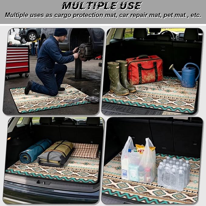 Howilath Southwestern Aztec Tribal Car Trunk Mat All Weather Cargo Liner Durable Trunk Mat for Cars, Universal Rear Trunk Protection Non-Slip Vehicle Interior Accessories 29"x39"