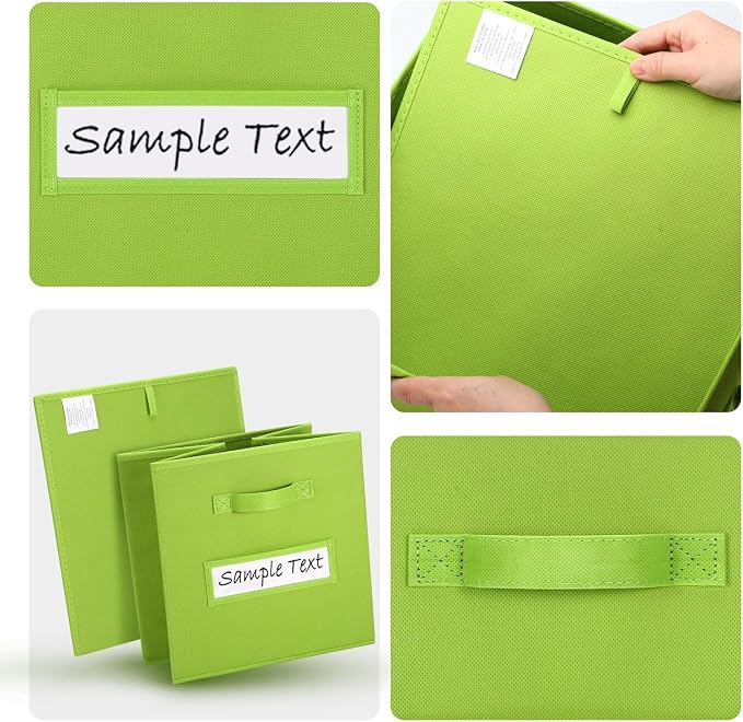 11x11 storage cube bins (Set of 10) Foldable Fabric storage cubes with 10 Labels Window Cards & a Pen,11 inch cube storage bin,Closet Organizers for Shelves,Cubby Organizer Boxes,lime green
