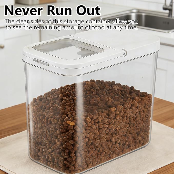Pet Food Storage Container with Lid & Scooper 10-15lbs/12L Dog Food Storage Container Clear Airtight Cat Food Storage Container BPA Free Dog Treat Container Store Dry Food for Pantry Kitchen