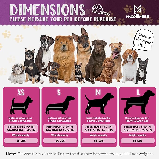 Pet Grooming Hammock for Nail Trimming - Complete Groomers Helper Set for Pet - Dog Grooming Hammock with Hook - Cat Nail Clipper - Dog Hammock for Nail Clipping (L, Purple with Gold Paws)