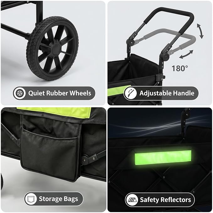 Dog Wagons for Large Senior Dogs with Thick Mat & Lift Harness,Dual-Entry | Foldable & Extendable Elderly Dog Stroller,Heavy Duty Dog Cart Upto 140lbs,Front and Rear Access No-turnaround Needed