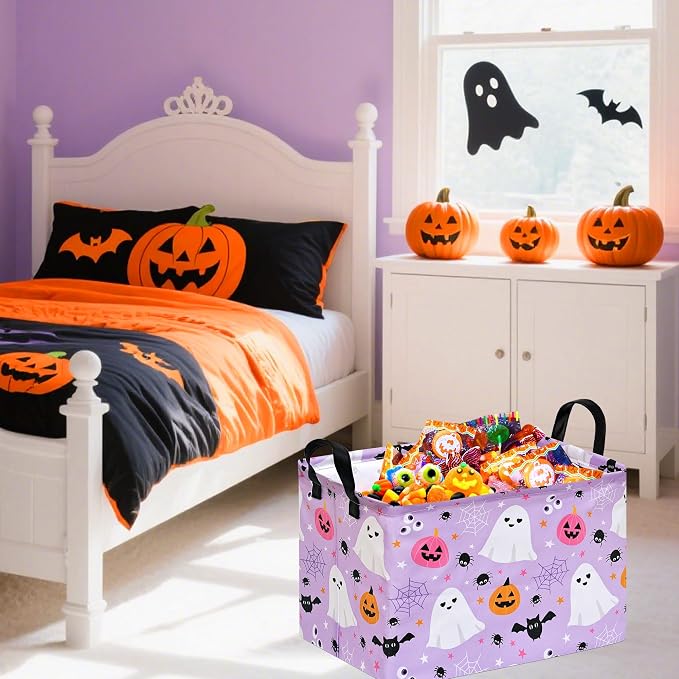 Halloween Storage Basket Home Shelf Basket Rectangle Organizer Box Clothes Laundry Hamper Nursery Bin Gift Laundry Basket with Handles
