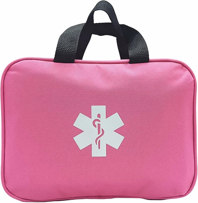 First Aid Bag Empty Emergency Medical Pouch First Responder Storage Compact Survival Medicine Bags for Sport Outdoors Car Office Pet Dog Cat (Pink QZ)