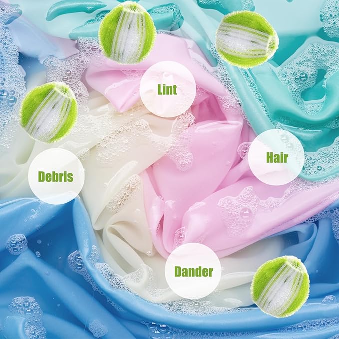 Newly upgraded 2.1-in Pet Hair Remover for Laundry – Reusable Dog & Cat Hair Catcher for Washer & Dryer – Effective Lint & Fur Remover for Clothes&Bedding – Gentle on Fabrics,Eco-Friendly(Green White)