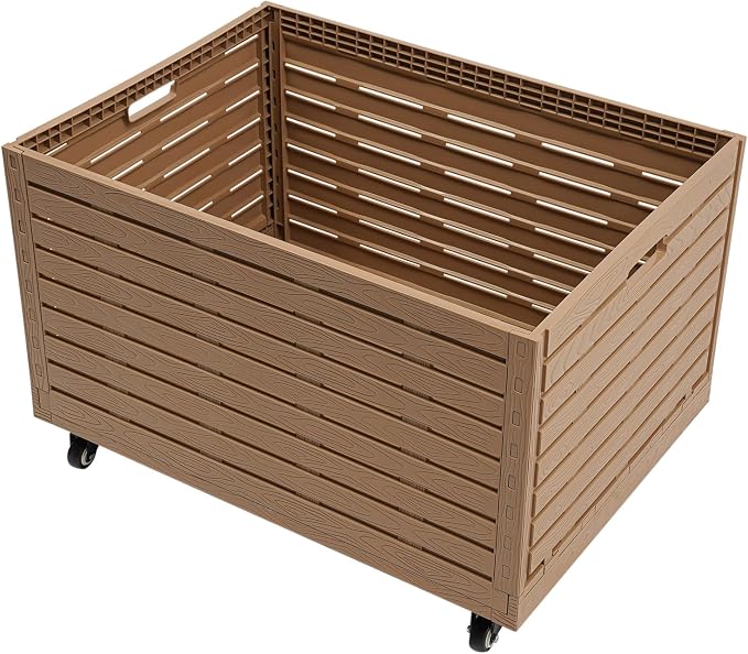 Foldable Rolling Crate with Wheels | 5 Universal Wheels 440.92 lbs Load Capacity Moving Storage Bin Cart for Shopping Travel Home Office Garage 82x60x46cm