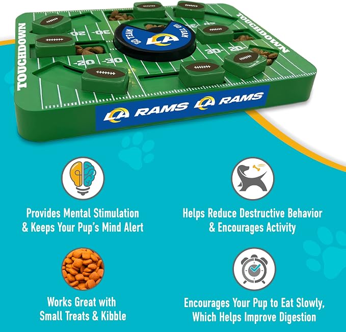 Pets First NFL Los Angeles RAMS Large Puzzle Toy, Dog Puzzle Treat Toy, New Large Size, Interactive Dog Treat Toy, Dog Slow Feeding Toy