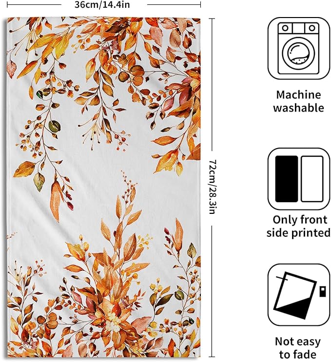 Giwawa Orange Eucalyptus Hand Towels Set of 2 Sage Leaves Soft Absorbent Small Bath Towel Kitchen Dish Guest Towel for Bathroom Hotel Gym Spa