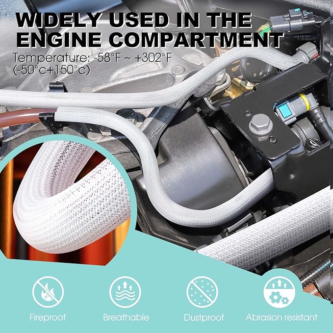 AGPTEK Cable Sleeve, 10ft - 1 inch Cable Management Cord Hider, White | Desk Cord Cover Organizer Wire Hider for Office Computer TV Wire Loom Tubing Pet-Proof Cord Protector from Cat Dog Chewing