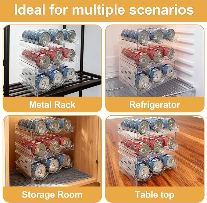 Cat Food Can Organizer 3-Tier Hold 54 Cans 3.5oz Transparent Cat Can Rack | Wet cat food storage rack suitable for kitchen cabinets and storage cabinet countertops,Suitable for multi size cans