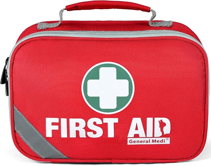 General Medi 2-in-1 First Aid Kit (215 Piece Set) + 43 Piece Mini First Aid Kit -Includes Ice(Cold) Pack, Moleskin Pad and Emergency Blanket for Travel, Home, Office, Car, Workplace