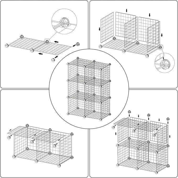 C&AHOME Wire Cube Storage, 6 - Cube Organizer Metal C Grids Units, Brown | Modular Shelves Units, Closet Organizer, Storage Bins Shelving, Ideal for Home, Office, Living Room