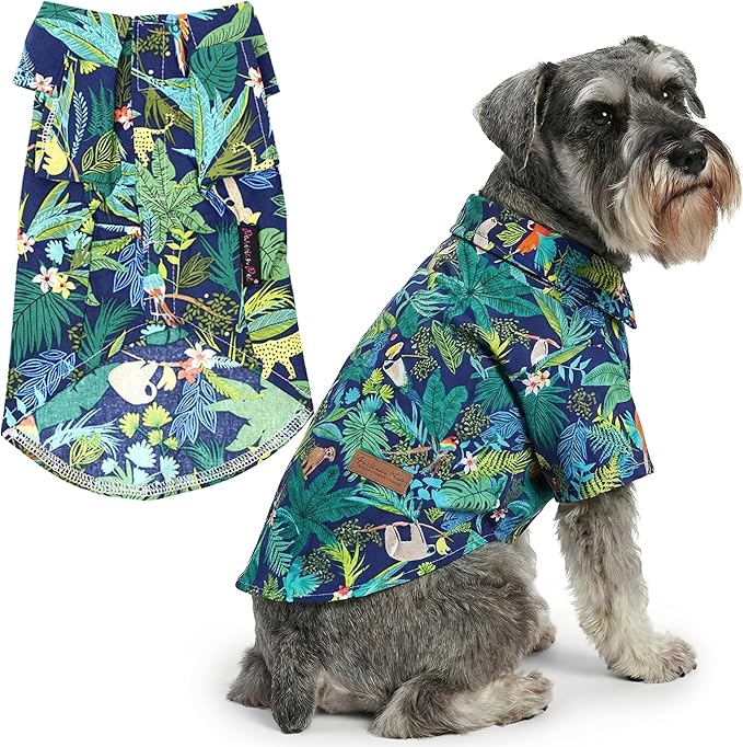 Parisian Pet Amazonia Dog Shirt - Cotton Clothes for Large Dogs - Stylish Tropical Dog Outfit - Lightweight and Soft Puppy Clothes - Trendy Tshirts for Dogs - Comfortable Summer Pet Apparel
