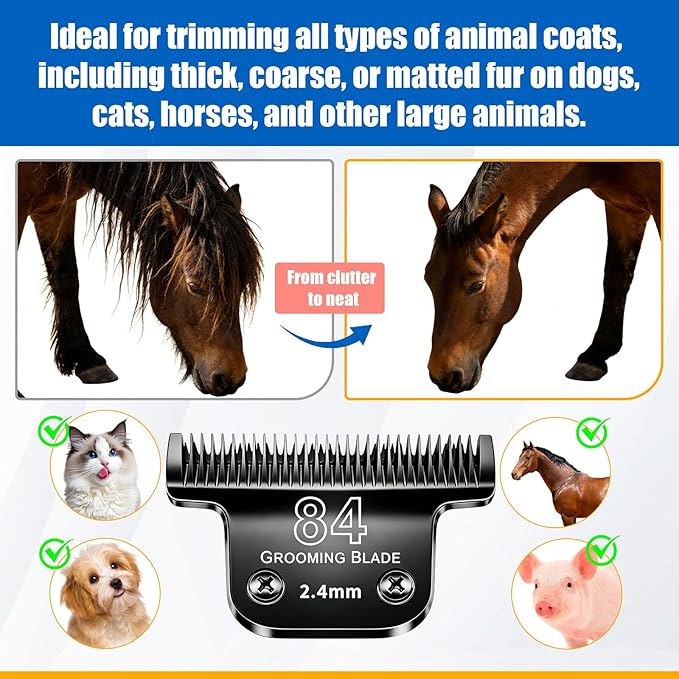 Dog Grooming Replacement Blades Compatible with Andis Dog Clippers,Most OsterA5, Wahl KM Series Pet Clippers for Animal Dog,Cat,Horse (Black-T84)