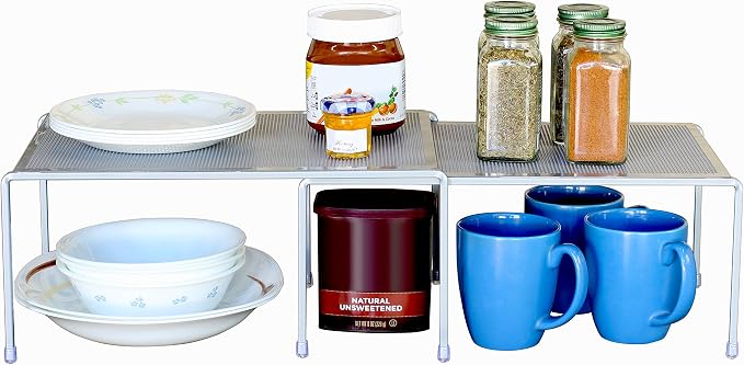 Deco Brothers Expandable Cabinet Shelf Organizer for Kitchen & Counter | Gray
