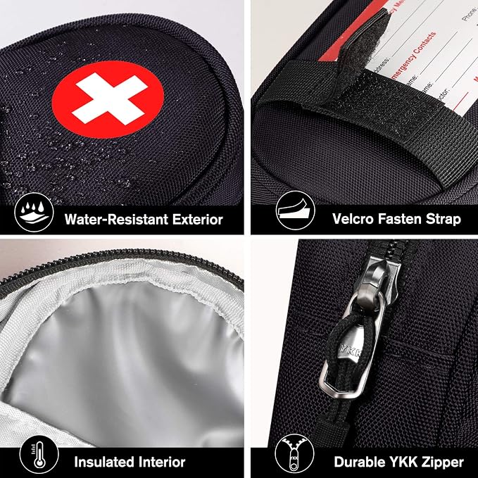 SITHON EpiPen Medical Carrying Case Insulated Medication Organizer Bag | Emergency Medical Travel Pouch Holds 2 EpiPens, Asthma Inhaler, Anti-Histamine, Auvi-Q, Allergy Medicine Essentials
