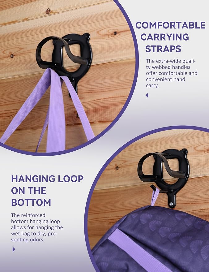 Horse Grooming Tote Bag, Waterproof Grooming Organizer with Multiple Pockets for Brushes & Tools, Stable & Show Use Purple
