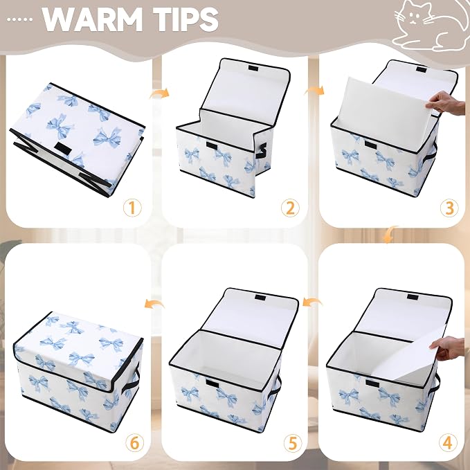 Stackable Clothes Storage Bins with Lids 3 Pack | Closet Organizers Fabric Box for Home and Office,Blanket Clothes Organizers,Under Bed Storage Containers