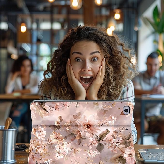 for Microsoft Surface Pro 11/10/9-13" 2024/2022 Tablet Case,Auto Wake/Sleep,Adjustable Stand Protective Cover - Pink Flower Bird