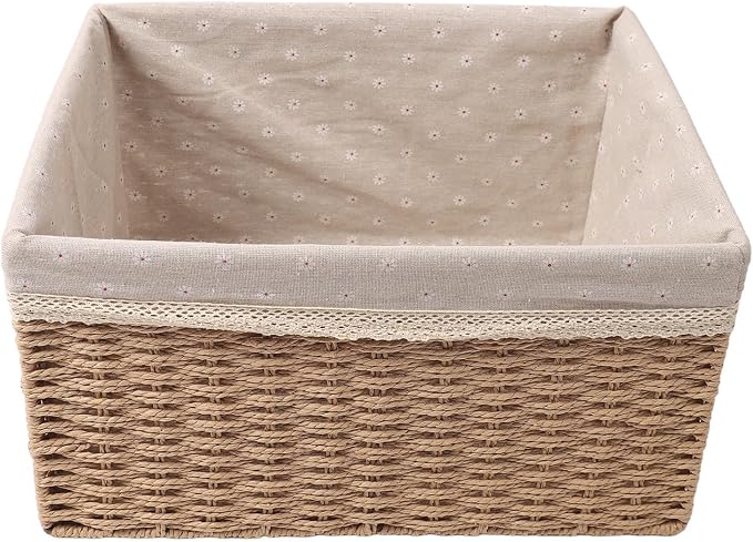 Tissting 4-Piece Woven Straw Baskets Set, Multiple Sizes - Versatile Storage Organizers for Bedroom, Bathroom, Office, Laundry, with Handles for Easy Carrying