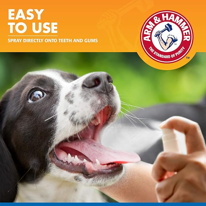Arm & Hammer Tartar Control Dental Spray for Dogs, Mint Flavor Breath Freshener, Brushless Teeth Cleaning Oral Care with Baking Soda, Helps Reduce Plaque and Tartar Buildup, 4 Fl Oz