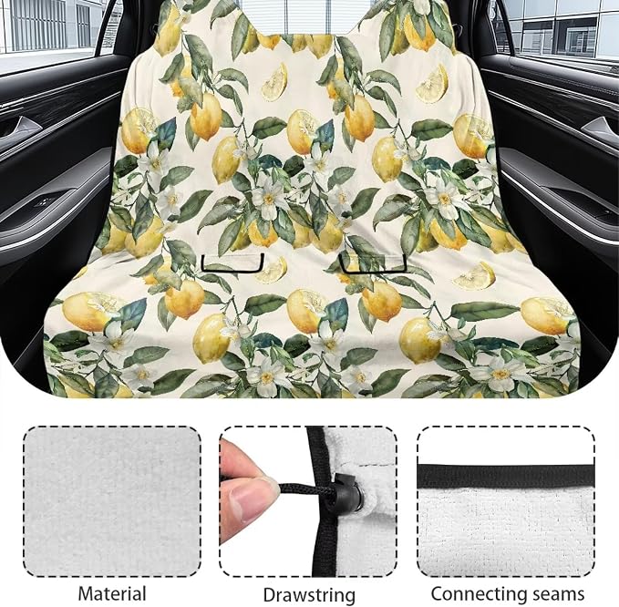 Renewold Car Rear Bench Towel Seat Covers for Dogs Cats Car Backseat Cover After Gym Running Yoga Beach Mat Fit Most SUV Van Sedan Truck Yellow Lemon Picnic Pads Golf Cart Seat Towel Blanket
