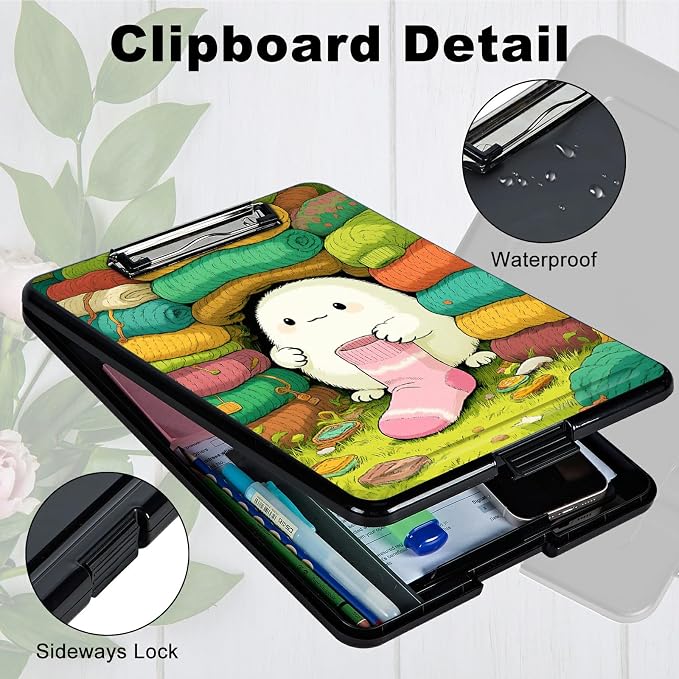 Heavy Duty Storage Clipboard, Slim Nursing Clipboard with Internal Pen Case, Portable File Organizer Case for A4 Letter Size Paper Office Medical Professionals, Sock Pet