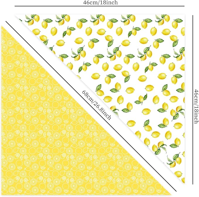 Whaline Yellow Lemon Dog Bandana Spring Summer Reversible Triangle Dog Scarf Adjustable Fruit Washable Pet Bibs Pet Neckerchief for Medium Large Cat Dogs Costume Accessories, 2 Pack
