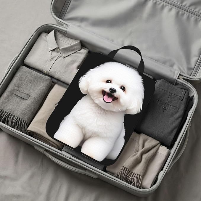 Bichon Frise Puppy Compression Packing Cubes Set Of 4, Lightweight Expandable Travel Organizer Bags With Double Zipper For Vacation Business