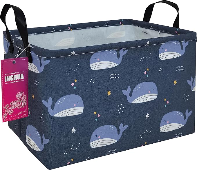 Rectangular Whale Storage Basket | Gifts Bag for Toys,Books,Clothes,Gifts,Pets-Perfect for Home,Office,Nursery,Dorm,Shelf