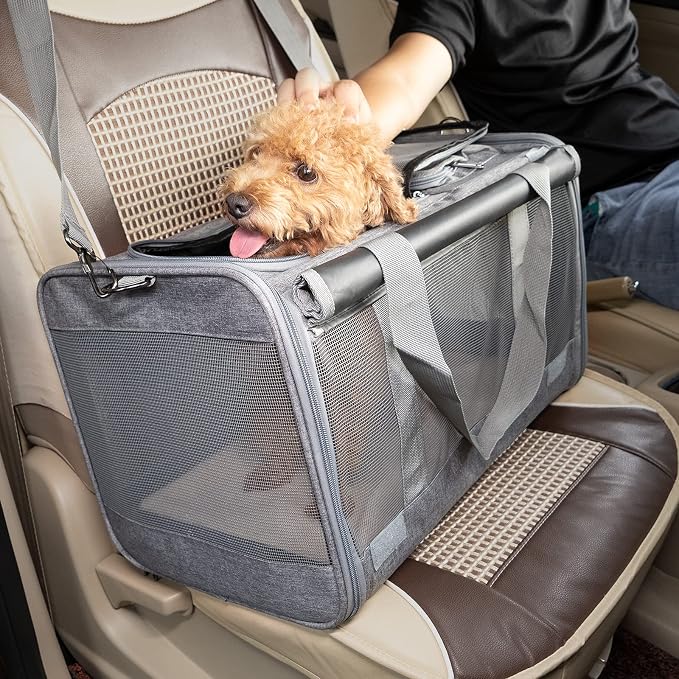 GAPZER Pet Carrier for Large Cats up to 20lbs Soft-Sided Privacy Protection | Pet Crate for Medium to Big Kitten Small Puppy Transport, Washable Dog Cloth Carry Bag Home Outdoor Car Travel, Vet Visits