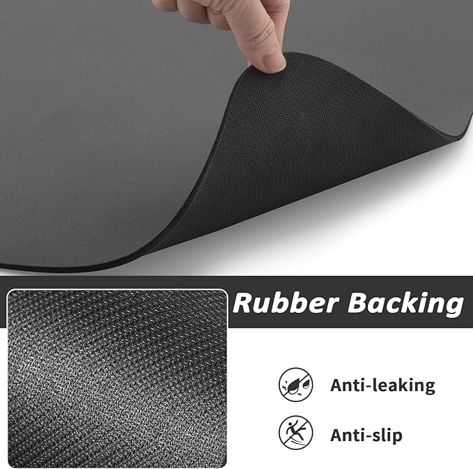HotLive Dog Food Mat - Absorbent Cat Mat for Food and Water, No Stains Pet Feeding Bowl Mat, Easy to Clean Pet Placemats, Quick Dry Dog Water Dispenser Mat for Messy Drinkers | Paw Dark Grey 12"x 19"