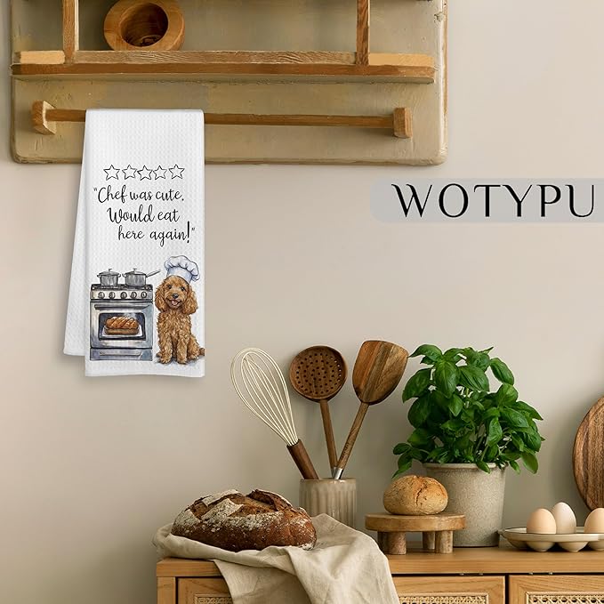 Funny Golden Doodle Chef Gifts Kitchen Towels, Golden Doodle Gifts for Women Men Dish Tea Towels for Kitchen, Dog Lovers Gift Decorative Hand Towel, 16x24 Inch