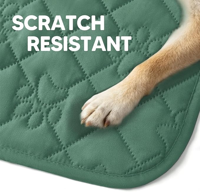 PAWFINITY Waterproof Arm Chair Covers for Dogs, Pet Blanket for Couch | Paw Print Quilted, Hair Resistant, Anti Cat Scratch, Washable Furniture Protector for Single Sofa Cushion, 30x30 Inch, Green