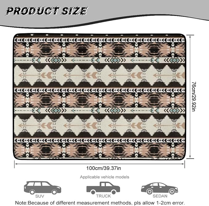 Howilath Ethnic Aztec Tribal Trunk Liners for Cars All Weather Car Cargo Liner Universal Rear Trunk Protection Non-Slip Vehicle Interior Accessories
