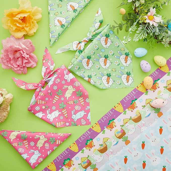200 Pcs Spring Dog Bandanas Bulk Bunny Egg Carrot Bandanas for Dogs Triangle Kerchief Bibs Scarf Set for Pet Easter Costume Photo Props Accessories Pet Shops, 25 Styles (25.6 x 17.7 x 17.7)