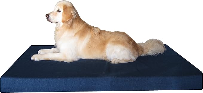 Dogbed4less Memory Foam Dog Bed for Extra Large Dogs, Orthopedic Ultra Plush Mattress, Thick Waterproof Lining and Durable Blue Denim Cover, Jumbo