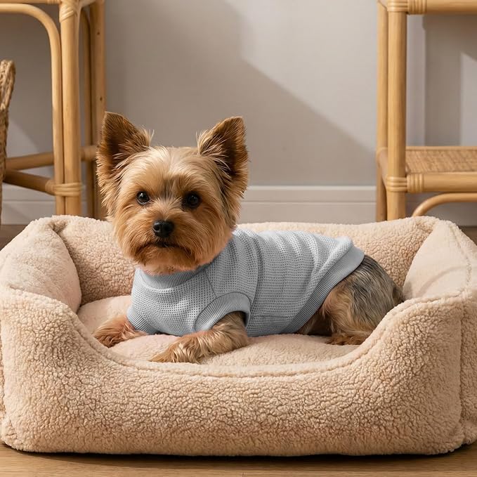 2 Pack Dog Shirt for Small Supplies Functional Waffle Dog Clothes Warm Soft Sweatshirt Outfit for Dogs Cats Pet Apparel