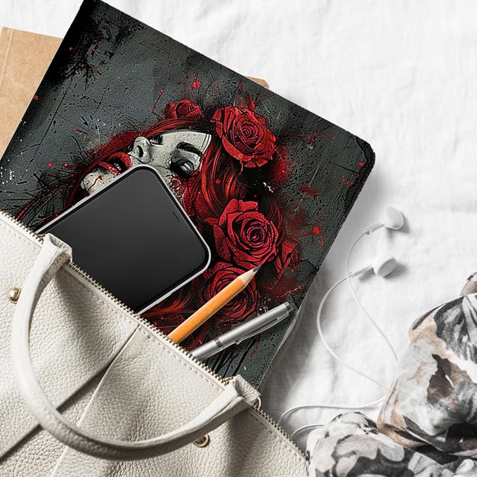 for Microsoft Surface Go 4/3/2/1-10.5" 2021 Tablet Case,Auto Wake/Sleep,Adjustable Stand Protective Cover - Rose Girl Dark Art