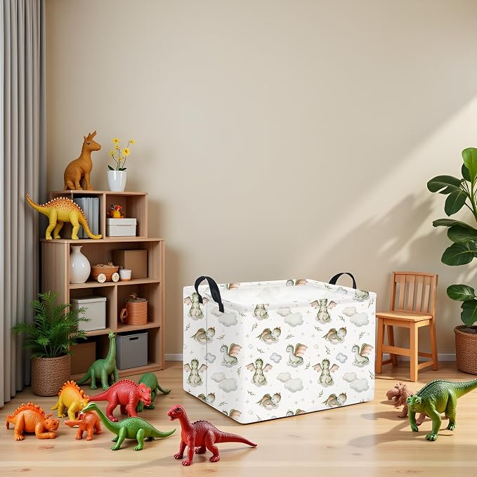 Rectangular Baby Girl Basket Kids Baby Storage Basket Storage Bin Organizer Box Room Decor(Cute Dinosaur)