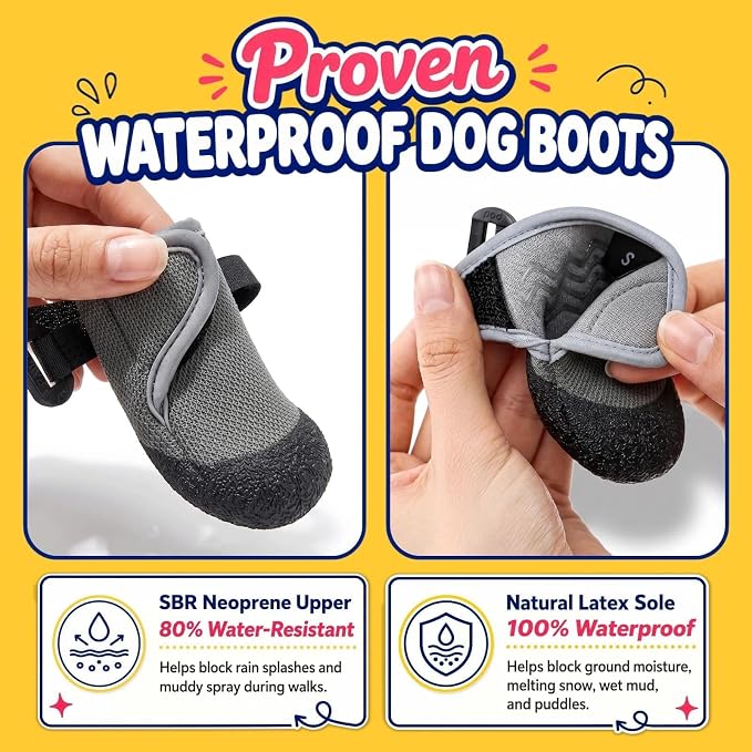 Flexible Sole Dog Summer Shoes for Hot Pavement, Stay-On Dog Rain Booties | Dewclaw-Friendly Fit, Pet Boots for Hiking, Walking & Running, Puppy Waterproof Shoes for Small Dogs Paws, XS