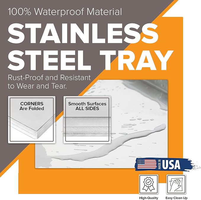 Metal Dog Crate & Kennel Replacement Tray/Pan, Stainless Steel, 35x18 in | Chew-proof, crack-proof, rust-resistant. Fits Most Standard 36 in Crates.