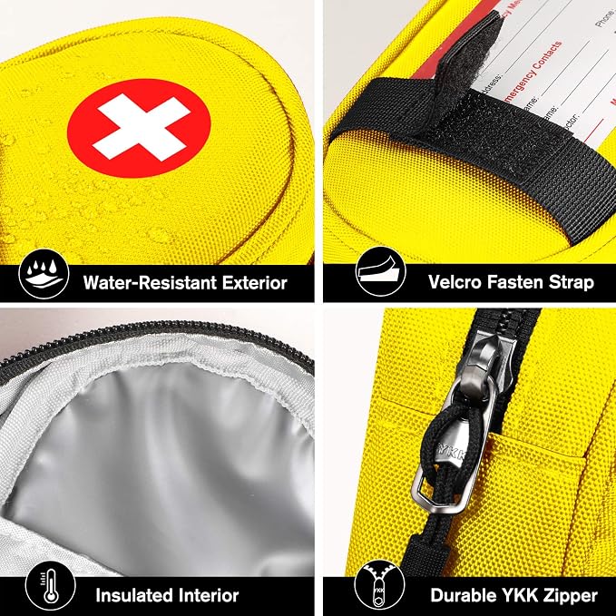 SITHON EpiPen Medical Carrying Case Insulated Medication Organizer Bag | Emergency Medical Travel Pouch Holds 2 EpiPens, Asthma Inhaler, Anti-Histamine, Auvi-Q, Allergy Medicine Essentials