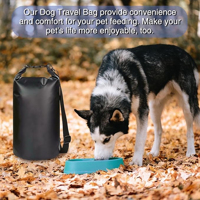Dog Food Travel Bag, 20L Large Pet Food Travel Storage Bag with Shoulder Strap Waterproof Portable Puppy Feeder Container Food System to Keep Food Fresh for Camping Hiking-Black