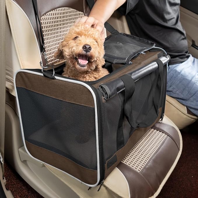 GAPZER Pet Carrier for Large Cat Soft-Sided Animal Traveling Bag up to 20lb | Privacy Protection Big Kitten Car Travel Cloth Carry Bag up to 20 lbs, Small Animal Portable Mesh Kennel Cage for Vet Visits