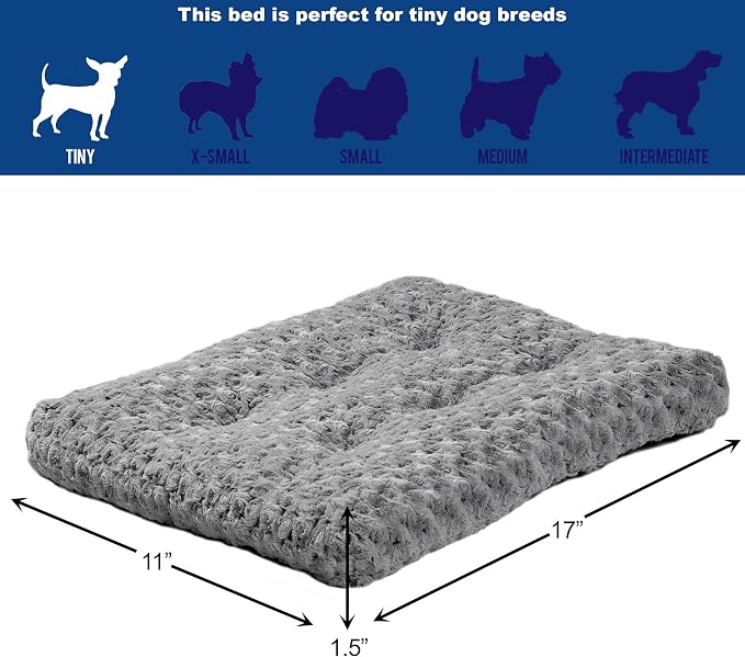 MidWest Homes for Pets XXS QuietTime Deluxe Gray Ombré Swirl Plush Pet Bed, Machine Washable, Non-Skid Bottom, Soft Crate Mat for 18-inch Crates