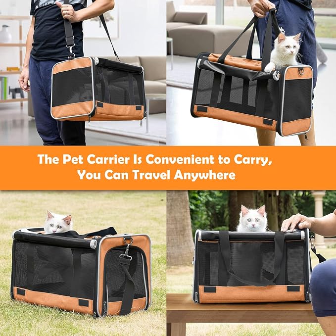 GAPZER Dog Carry Bag Puppy, Pet Soft-Shell Portable Kennel Crate 0-15 lbs | Privacy Protection Big Kitten Car Travel Cloth Carry Bag up to 20 lbs, Small Animal Portable Mesh Kennel Cage for Vet Visits