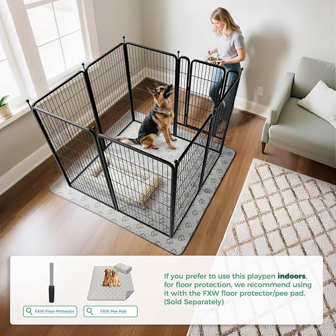 FXW Rollick Dog Playpen, Indoor, Yard & RV Camping, 45" H, 8 Panels | Easy setup, Heavy-duty, DIY layouts, for Large Dogs, Patented