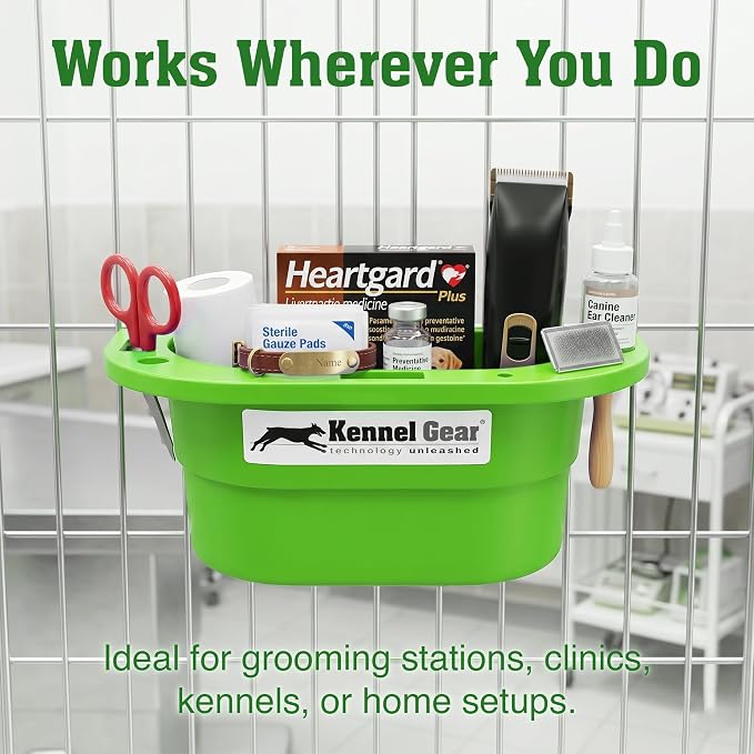 Dog Grooming Organizer with Plastic Bar Mount System - Pet Care Organizer | Durable, Space-Saving Supply Caddy, Easy to Install for Pet Care Professionals, Grooming Stations and Veterinary Clinics