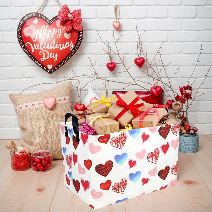 Valentine's Day Basket Gift for Empty Cute Heart Large Storage Bin for Kid and Baby Room Décor (Beauty Love)