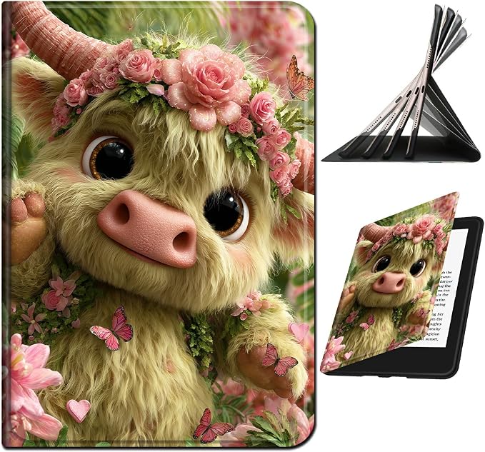 for Samsung Galaxy Tab S6 10.5" 2019 SM-T860/T865/T867 Case | Slim Leather Smart Cover with Multi-Angle Anti-Slip Stand [Auto Wake/Sleep] Shell for Women Men, Pink Flower Cow